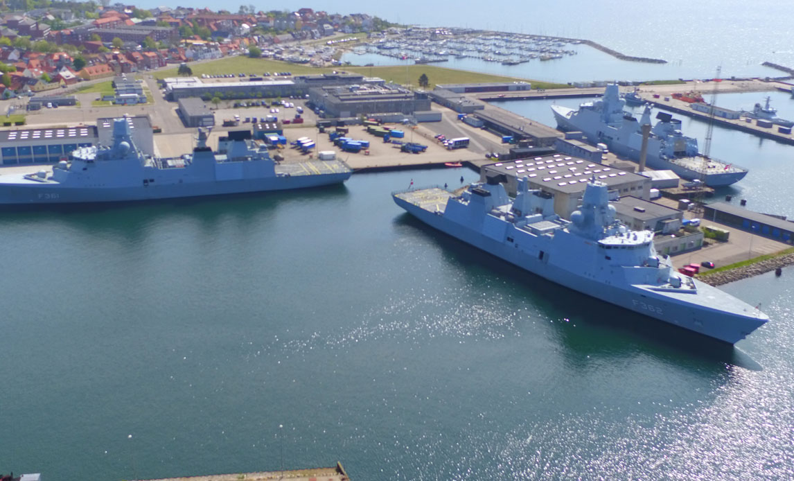 Luftfotografi af Flådestation Korsør. Fotograferet 8. maj 2020.