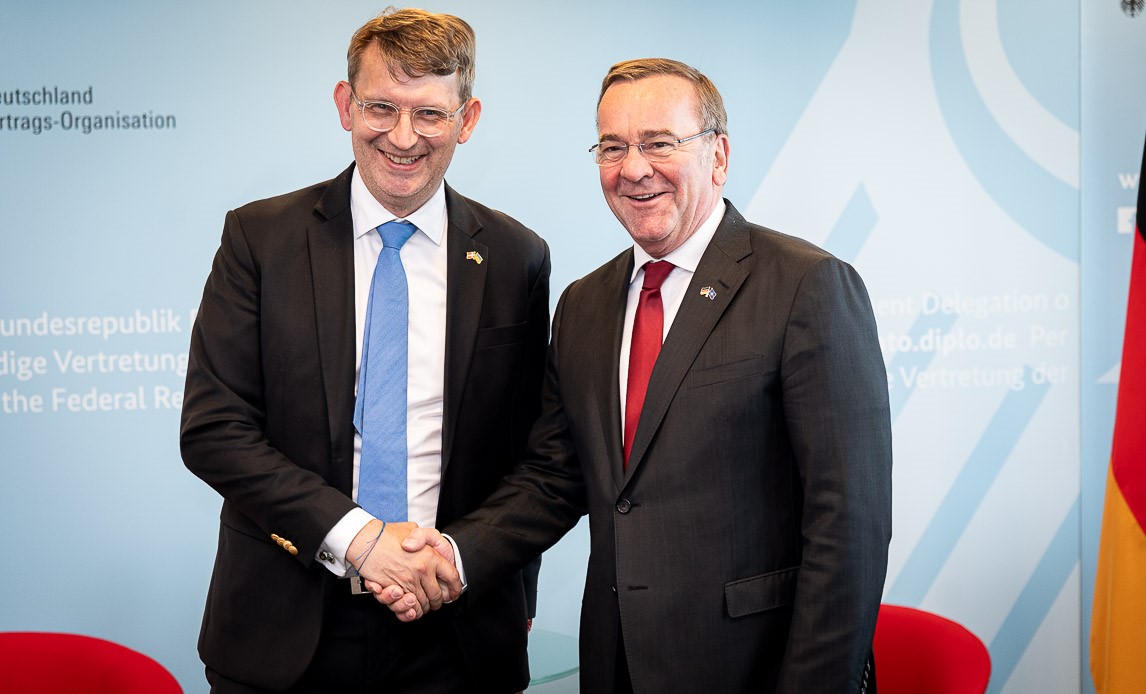 Forsvarsminister Troels Lund Poulsen og hans tyske kollega Boris Pistorius.